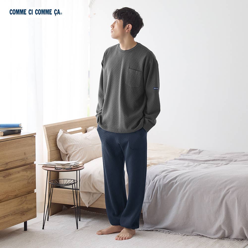 【表裡100%純棉】 絎縫長袖長褲家居服 【SALE】